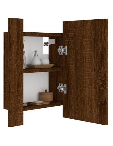 Mobile Bagno Specchio LED Rovere Marrone 40x12x45cm Multistrato