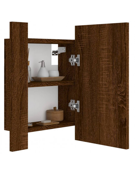 Mobile Bagno Specchio LED Rovere Marrone 40x12x45cm Multistrato