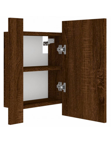 Mobile Bagno Specchio LED Rovere Marrone 40x12x45cm Multistrato