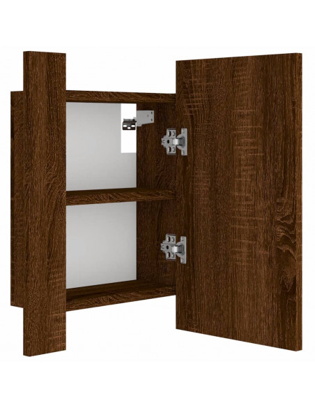 Mobile Bagno Specchio LED Rovere Marrone 40x12x45cm Multistrato