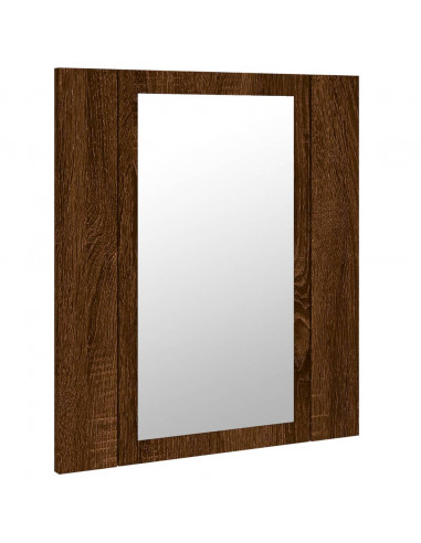 Mobile Bagno Specchio LED Rovere Marrone 40x12x45cm Multistrato