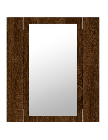 Mobile Bagno Specchio LED Rovere Marrone 40x12x45cm Multistrato