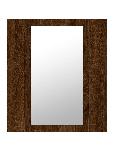 Mobile Bagno Specchio LED Rovere Marrone 40x12x45cm Multistrato