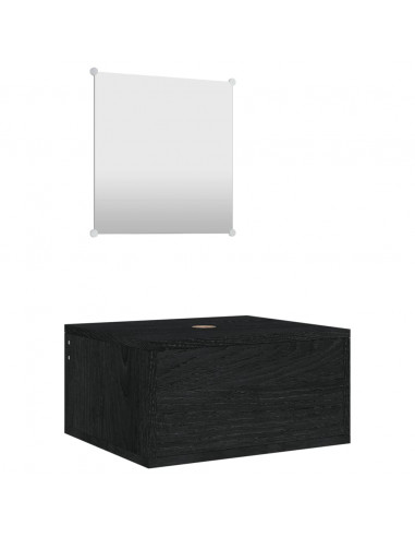 Set Mobili da Bagno 2 pz Nero in Legno Multistrato