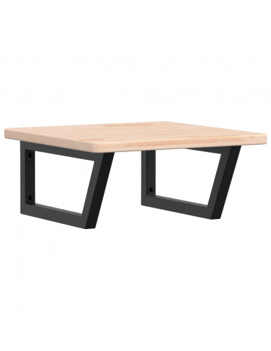 Ripiano a Parete per Lavabo in Acciaio e Massello di Rovere