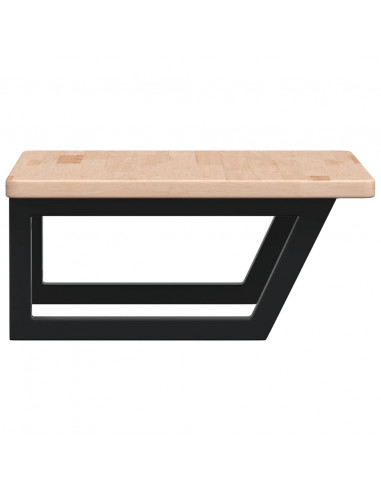 Ripiano a Parete per Lavabo in Acciaio e Massello di Rovere