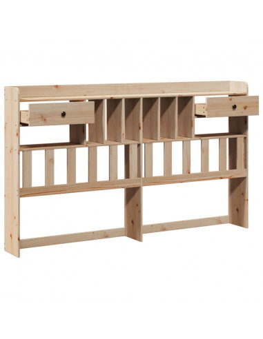 Testiera con Ripiani 180 cm in Legno Massello di Pino