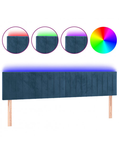 Testiera a LED Blu Scuro 180x5x78/88 cm in Velluto