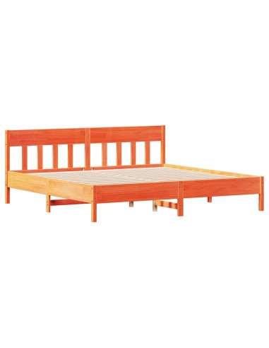 Giroletto con Testiera Marrone Cera 180x200 cm Massello Pino