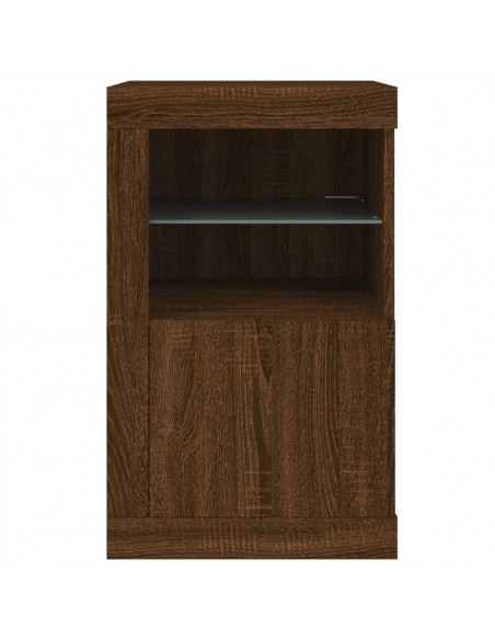 Armadietto con Luci LED Rovere Marrone in Legno Multistrato