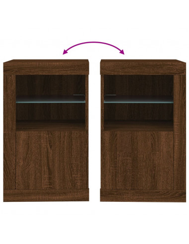 Armadietto con Luci LED Rovere Marrone in Legno Multistrato