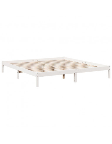 Letto Extra Lungo senza Materasso Bianco 180x210 cm in Pino