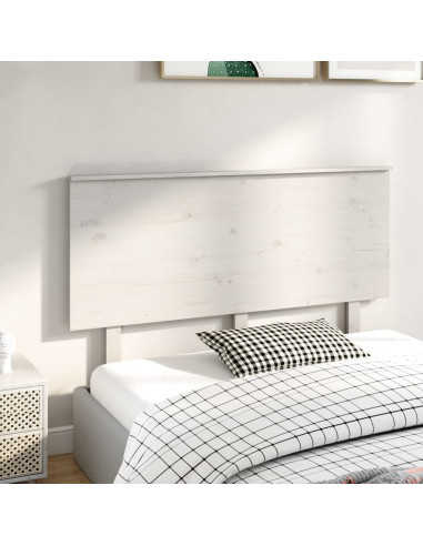 Testiera per Letto Bianca 144x6x82,5cm Legno Massello di Pino