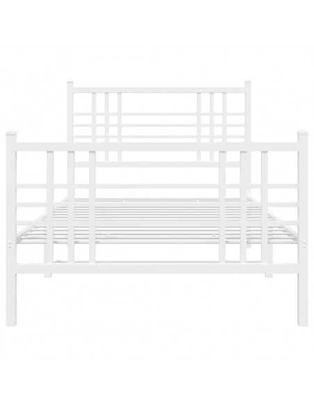 Giroletto con Testiera e Pediera Metallo Bianco 90x200 cm