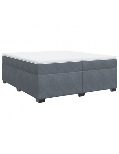 Giroletto a Molle con Materasso Grigio Scuro 200x200 cm Velluto