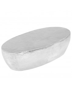 Tavolino da Caffè 100x50x28 cm Alluminio Martellato Argento 2