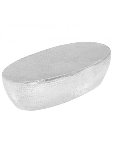 Tavolino da Caffè 100x50x28 cm Alluminio Martellato Argento