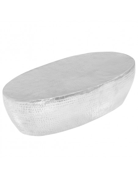 Tavolino da Caffè 100x50x28 cm Alluminio Martellato Argento