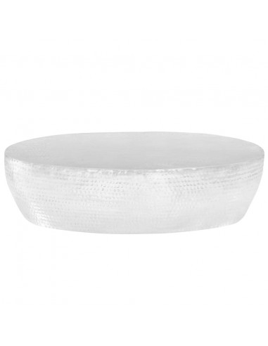 Tavolino da Caffè 100x50x28 cm Alluminio Martellato Argento