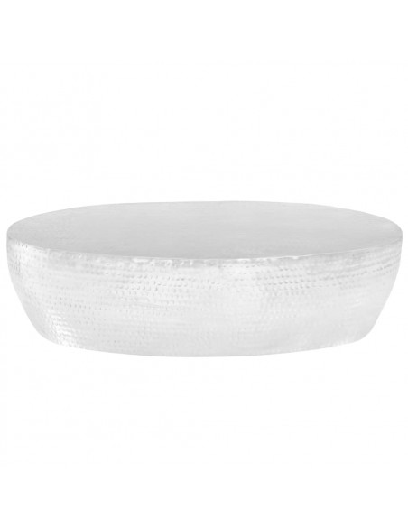 Tavolino da Caffè 100x50x28 cm Alluminio Martellato Argento