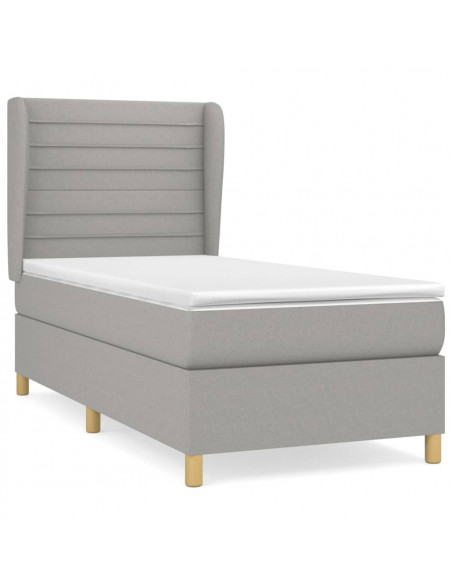 Giroletto a Molle con Materasso Grigio Chiaro 90x200 cm Tessuto