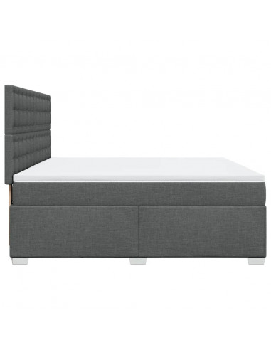 Giroletto a Molle con Materasso Grigio Scuro 200x200 cm Tessuto