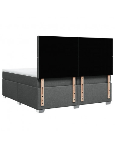 Giroletto a Molle con Materasso Grigio Scuro 200x200 cm Tessuto