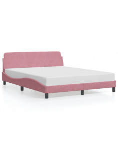 Giroletto con Testiera Rosa 160x200 cm in Velluto 2