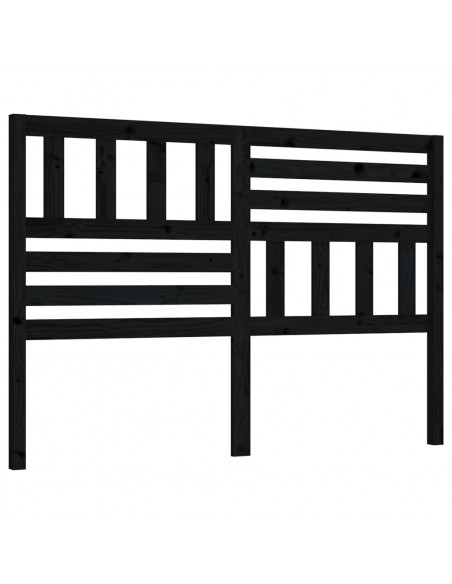Testiera per Letto Nera 141x4x100 cm in Legno Massello di Pino
