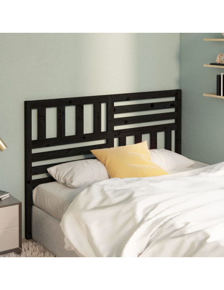 Testiera per Letto Nera 141x4x100 cm in Legno Massello di Pino