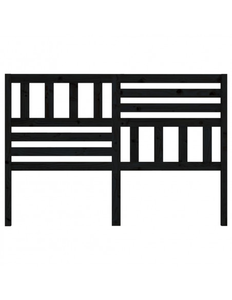 Testiera per Letto Nera 141x4x100 cm in Legno Massello di Pino