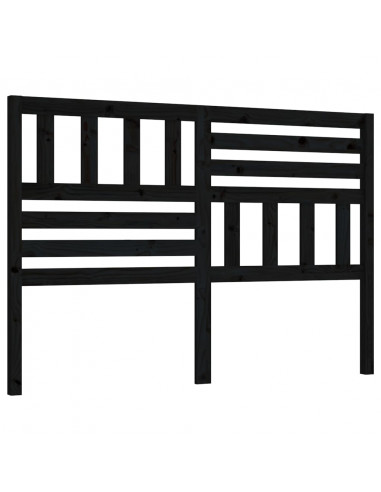 Testiera per Letto Nera 126x4x100 cm in Legno Massello di Pino