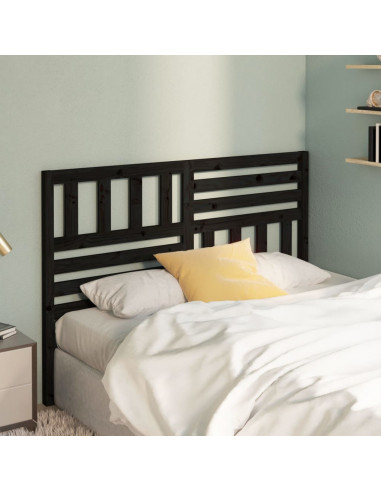 Testiera per Letto Nera 126x4x100 cm in Legno Massello di Pino