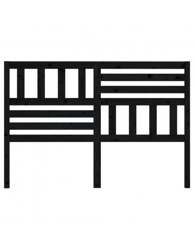 Testiera per Letto Nera 126x4x100 cm in Legno Massello di Pino