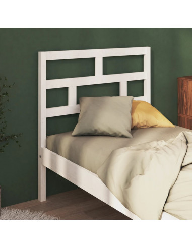 Testiera per Letto Bianca 96x4x100 cm in Legno Massello di Pino