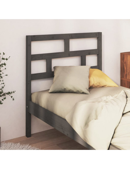 Testiera per Letto Grigia 96x4x100 cm in Legno Massello di Pino