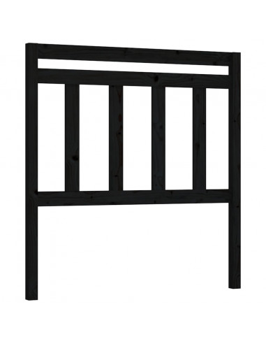 Testiera per Letto Nera 96x4x100 cm in Legno Massello di Pino