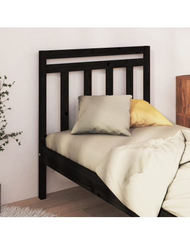 Testiera per Letto Nera 96x4x100 cm in Legno Massello di Pino