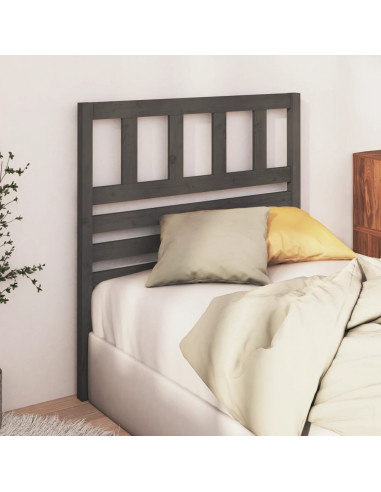 Testiera per Letto Grigia 81x4x100 cm in Legno Massello di Pino