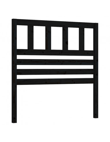Testiera per Letto Nera 81x4x100 cm in Legno Massello di Pino