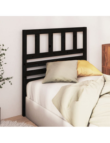 Testiera per Letto Nera 81x4x100 cm in Legno Massello di Pino