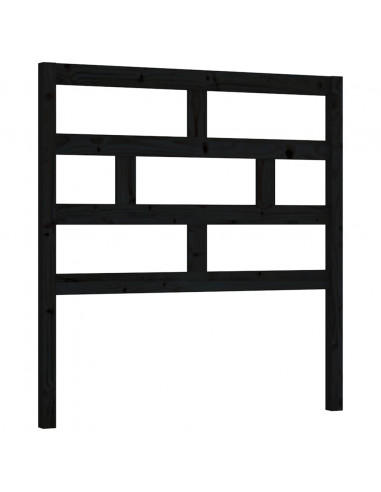 Testiera per Letto Nera 96x4x100 cm in Legno Massello di Pino