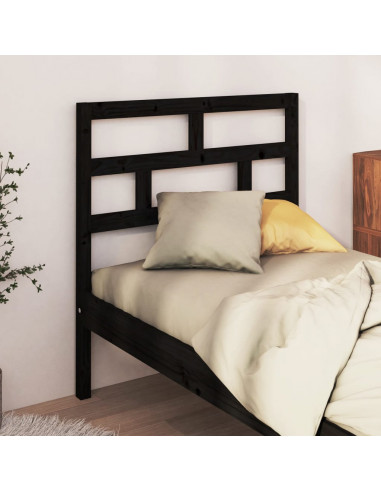 Testiera per Letto Nera 106x4x100 cm in Legno Massello di Pino