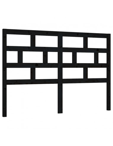 Testiera per Letto Nera 126x4x100 cm in Legno Massello di Pino