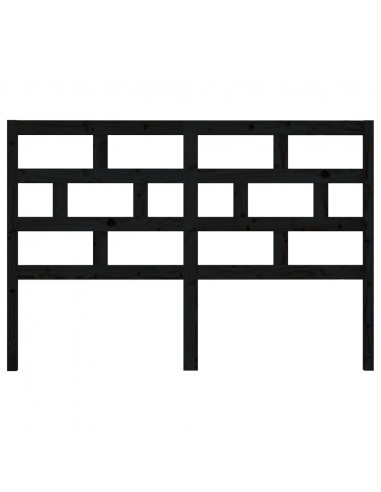 Testiera per Letto Nera 126x4x100 cm in Legno Massello di Pino