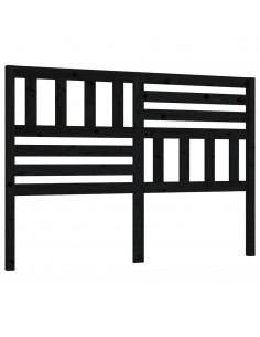 Testiera per Letto Nera 146x4x100 cm in Legno Massello di Pino 2