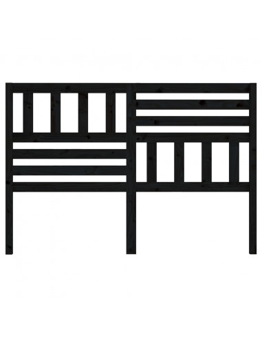 Testiera per Letto Nera 146x4x100 cm in Legno Massello di Pino