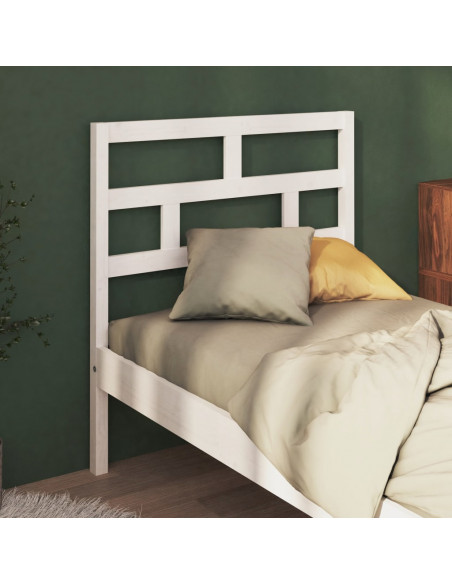 Testiera per Letto Bianca 81x4x100 cm in Legno Massello di Pino