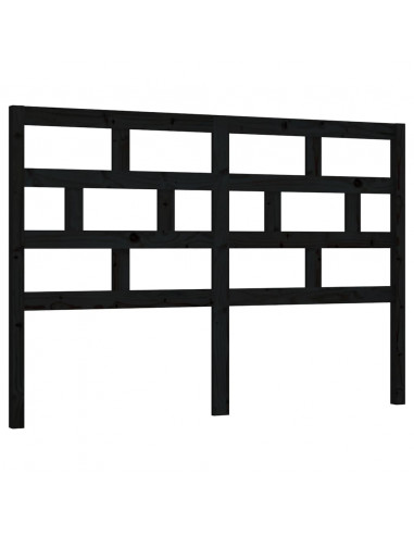 Testiera per Letto Nera 126x4x100 cm in Legno Massello di Pino