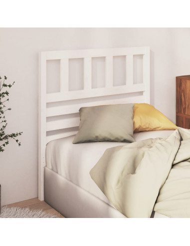 Testiera per Letto Bianca 81x4x100 cm in Legno Massello di Pino